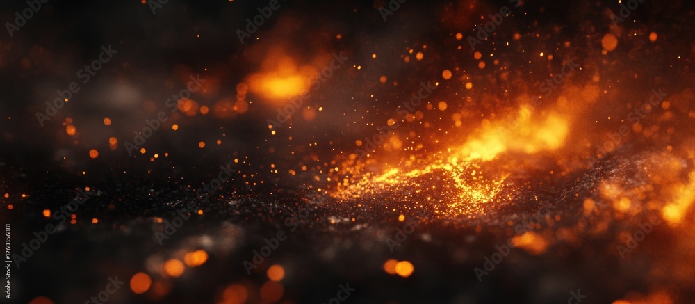 Aufkleber glowing embers and sparks creating a mesmerizing display in the darkness of a night scene.