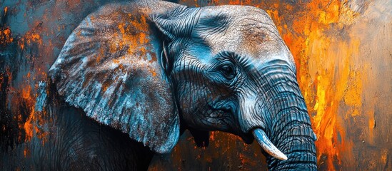 Textured elephant skin with a dramatic colorful background highlighting the beauty and majesty of this magnificent creature.