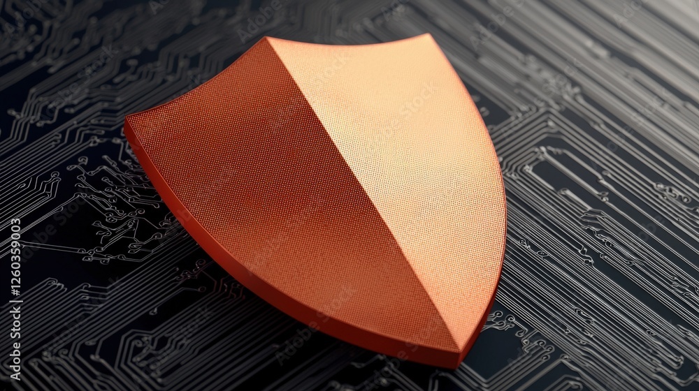 Poster green tech climate tech and smart grid concept. 3d shield on a circuit board background representing