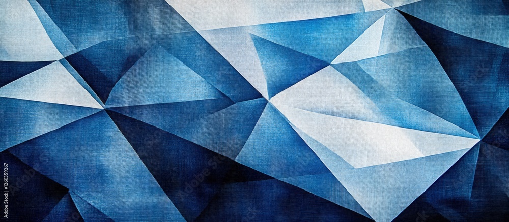 Poster geometric blue and white silk fabric pattern with intersecting lines and shades ideal for textile pr