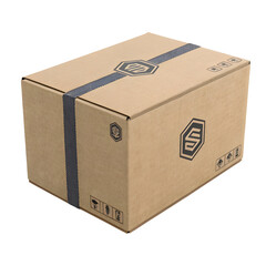 Single Cardboard Box in transparent background