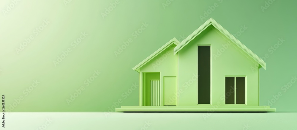Poster elegant light green smart home design on solid green background with ample copy space for text and b