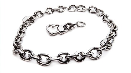 Silver chain with lock isolated on bright background showcasing modern jewelry design and craftsmanship for fashion and accessories marketing