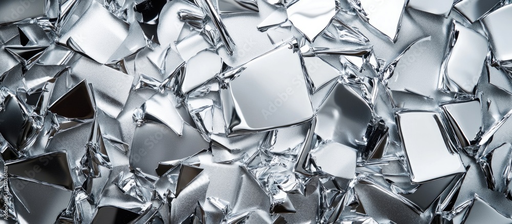 Aufkleber shiny metallic silver scraps creating an abstract industrial background for design and artistic proj