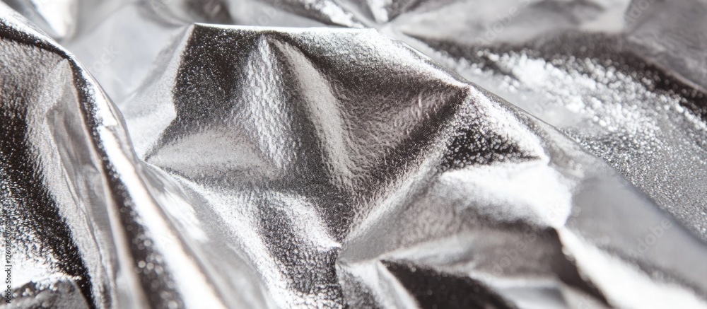 Poster metallic silver crumpled texture with a reflective surface ideal for backgrounds and design elements