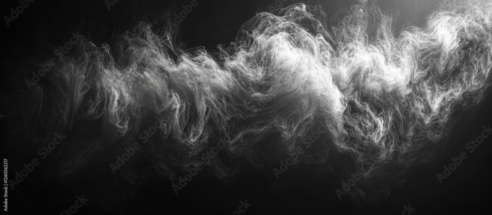 Poster swirling wisps of smoke in a dark background creating a mystical and ethereal atmosphere for artisti