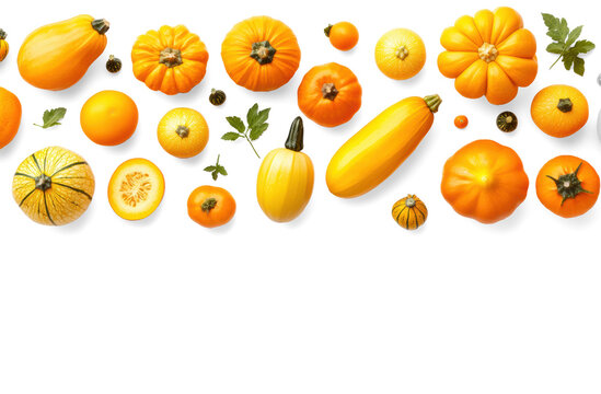 Assorted Pumpkins on Transparent Background