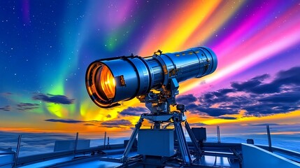 Aurora Borealis Telescope Night Sky - Cosmic/Space Exploration
