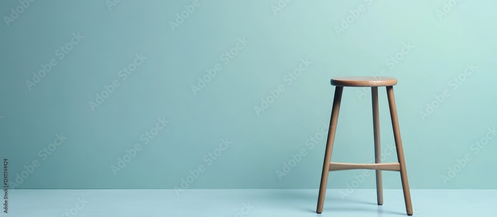 Poster stool for enhanced posture with ample blank space for custom text in minimalist interior setting
