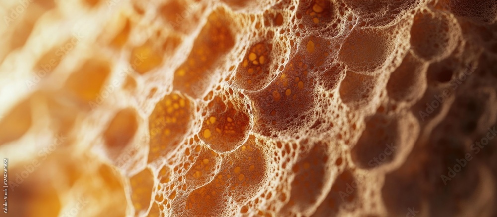 Poster textured honeycomb close-up showcasing natural patterns and organic shapes with warm hues and intric