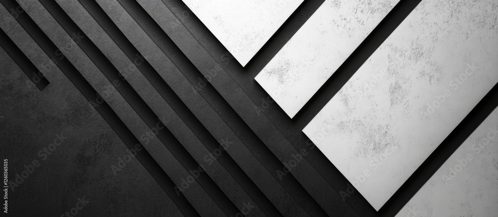 Poster geometric black and white abstract background with layered stripes creating a modern design aestheti