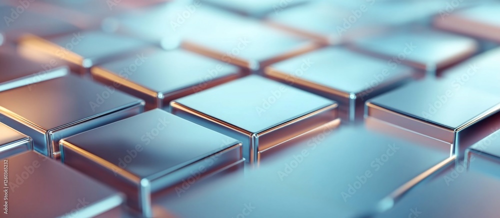 Poster elegant silver hologram tiles with a glossy surface creating a modern abstract background texture fo