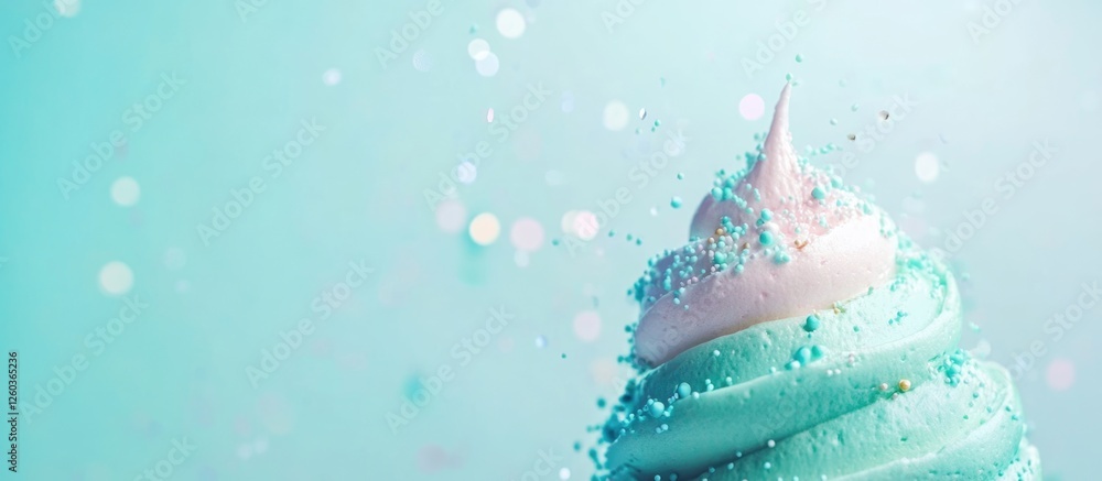 Aufkleber mint green and blue blurred bokeh background with space for text ideal for design projects and promo