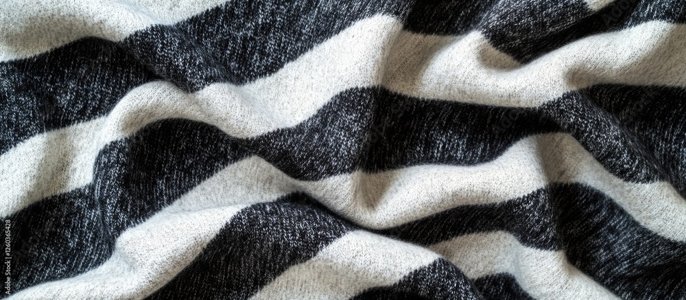 Poster black and white striped fabric texture soft comfortable material abstract textile patterns on white 