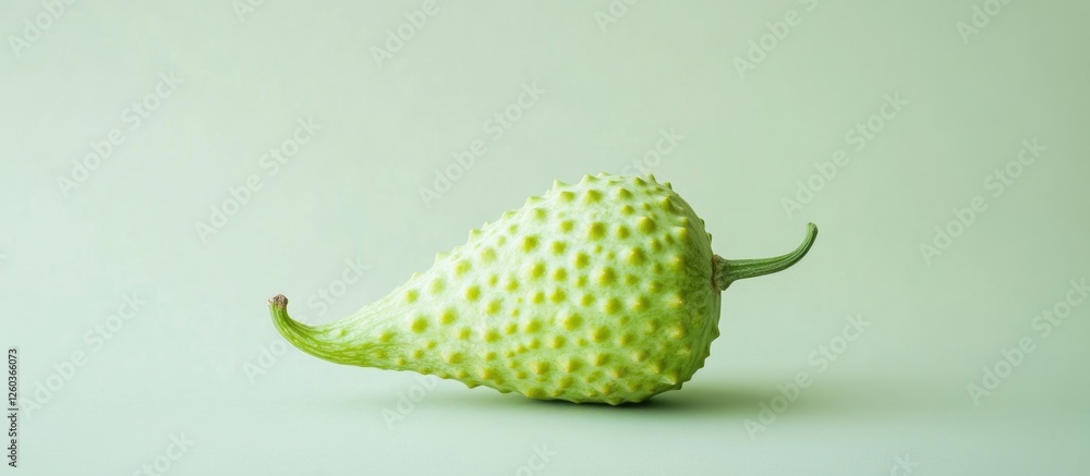 Poster sponge gourd on a soft light green background showcasing its unique texture and shape for food and h