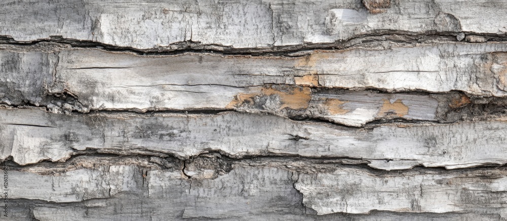 Poster natural birch bark texture with striped and cracked patterns on a gray background showcasing the dis