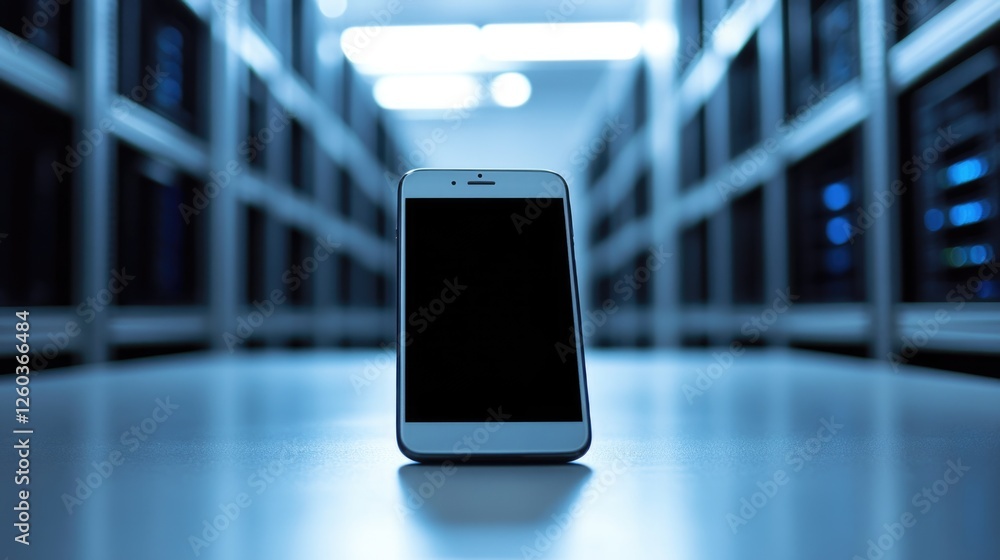 Aufkleber smartphone displaying modern technology in data center environment