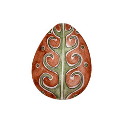 Red Pysanka with the Tree of Life Ornament. Detailed watercolor illustration of an egg featuring an intricate traditional pattern. Perfect for use in cultural projects with Easter themes for wallpaper