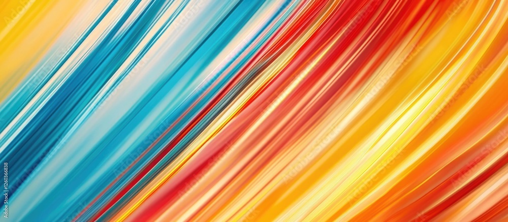 Poster vibrant abstract art with dynamic streaks of blue, red and yellow colors creating a energetic visual