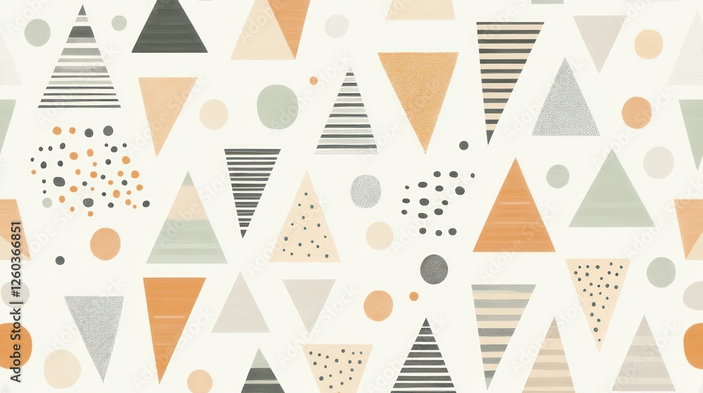 Poster abstract geometric pattern with triangles and circles in muted colors