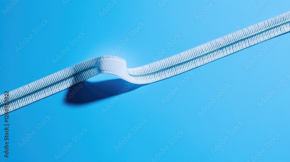 Poster moving zipper showcasing texture and surface quality on a solid blue background with shadows and a s