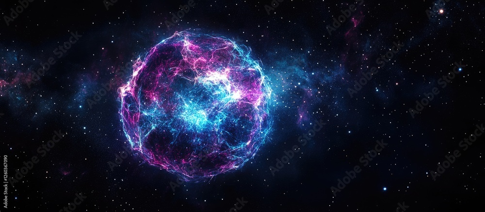 Aufkleber cosmic supernova explosion in deep space with vibrant colors and customizable empty space for text o