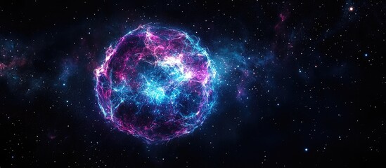Cosmic supernova explosion in deep space with vibrant colors and customizable empty space for text or branding