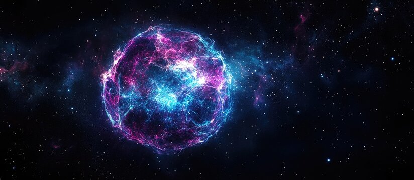 Cosmic supernova explosion in deep space with vibrant colors and customizable empty space for text or branding