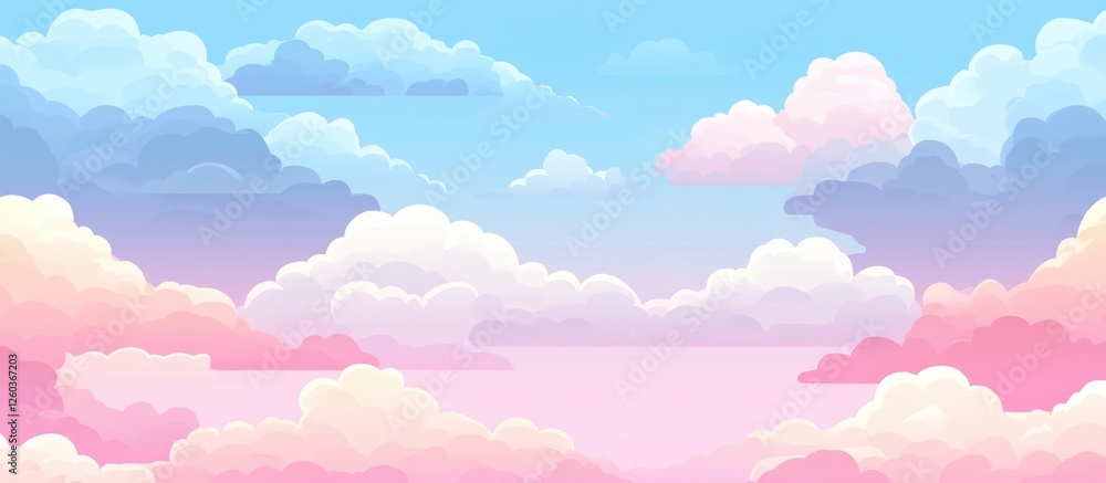 Poster abstract pastel sky background with colorful clouds, perfect for serene presentations and digital ar