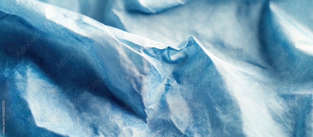 Aufkleber close-up of crumpled blue paper napkin texture showcasing its unique color and fabric quality for de