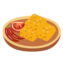 fried tempeh vector illustration. tempe goreng. Indonesian food culinary. Indonesian snack