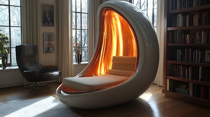 Modern, organic reading nook in a stylish apartment
