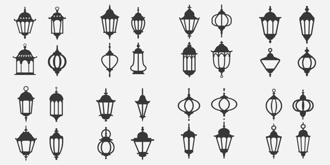 islamic lantern element Set of lanterns on this white background