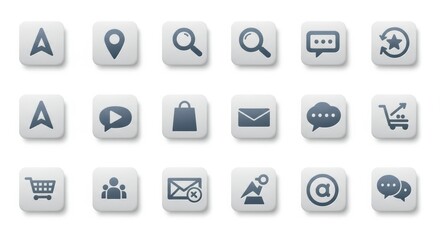 3D Rendered Web Icons with Soft Shadow Effect