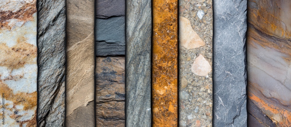 Poster variety of textured stone surfaces showcasing unique patterns and colors for design inspiration and 