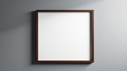 Obraz premium Blank square frame on a neutral wall, ready for your design or artwork, minimalist home decor concept