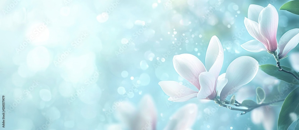 Wall mural soft focus magnolia blossoms with gentle bokeh background creating a serene spring atmosphere ideal 