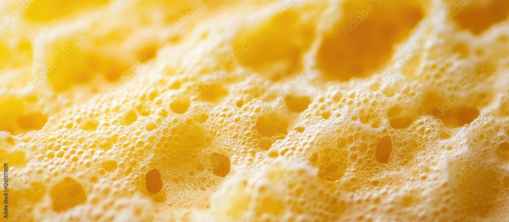 Aufkleber yellow sponge texture closeup showcasing intricate details and bubbles for background or design use.