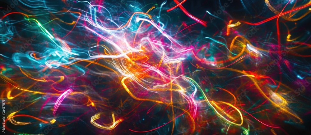 Aufkleber colorful swirling light trails creating abstract patterns in a dark background for artistic and mode