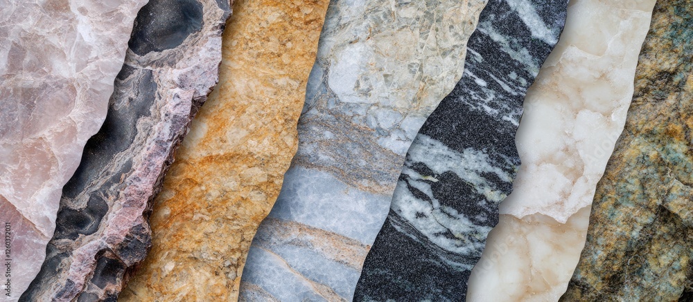 Aufkleber variety of natural stone textures showcasing unique patterns and colors ideal for backgrounds and de