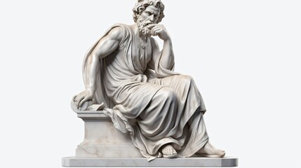 Naklejka premium Ancient Philosopher Statue Marble Isolated Transparent