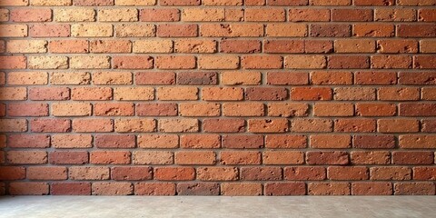 Warm-toned Brick Wall with a Smooth Concrete Floor A Versatile Background for Design Projects