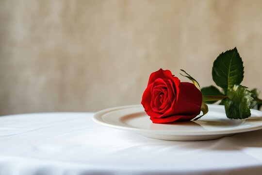 Stylish restaurant menu template featuring a single rose for a romantic ambiance.