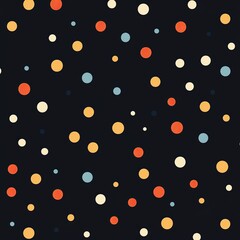 Abstract minimalist seamless pattern design featuring colorful dots digital art modern aesthetic dark background