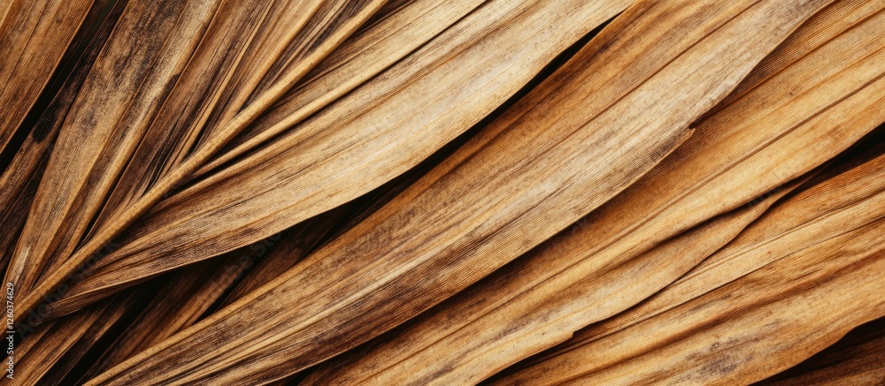 Poster dried palm leaves texture with natural stripes creating a warm and rustic background for design and 