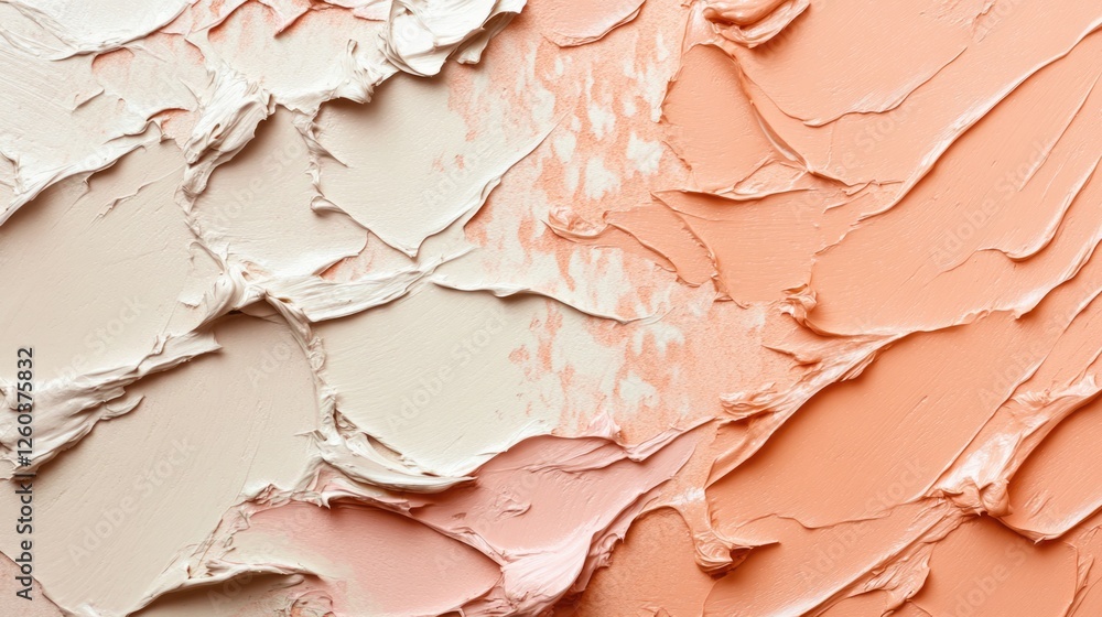 Poster textured light orange plaster wall background with artistic layers and ample space for text or desig