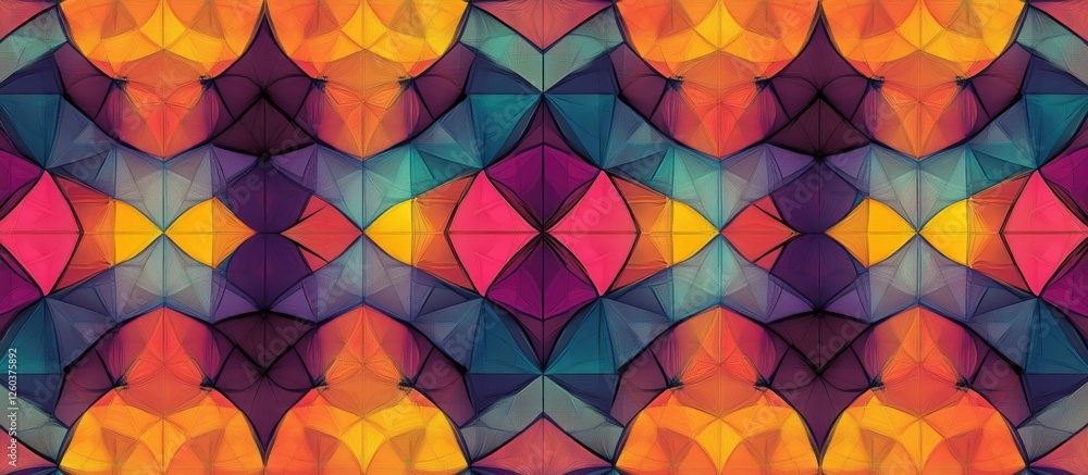 Poster colorful geometric texture pattern with vibrant shapes and hues for modern design projects and artis