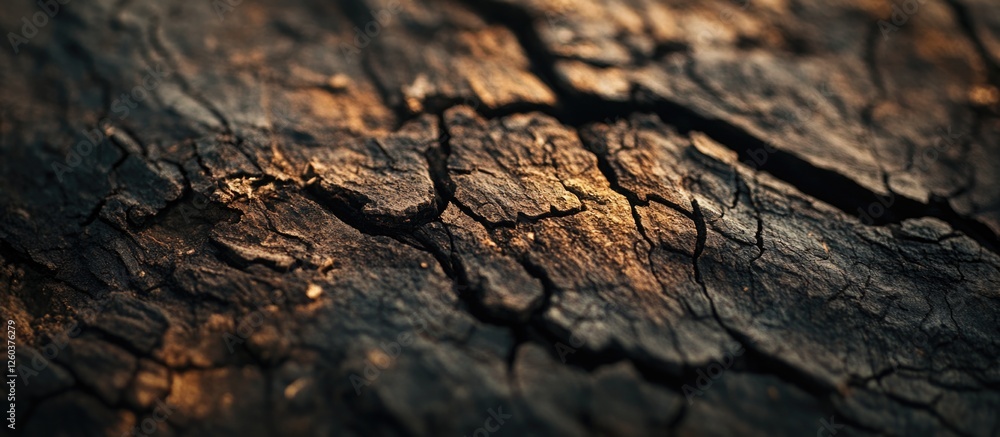 Poster dry wooden texture with intricate cracks and patterns illuminated by soft light showcasing natural w