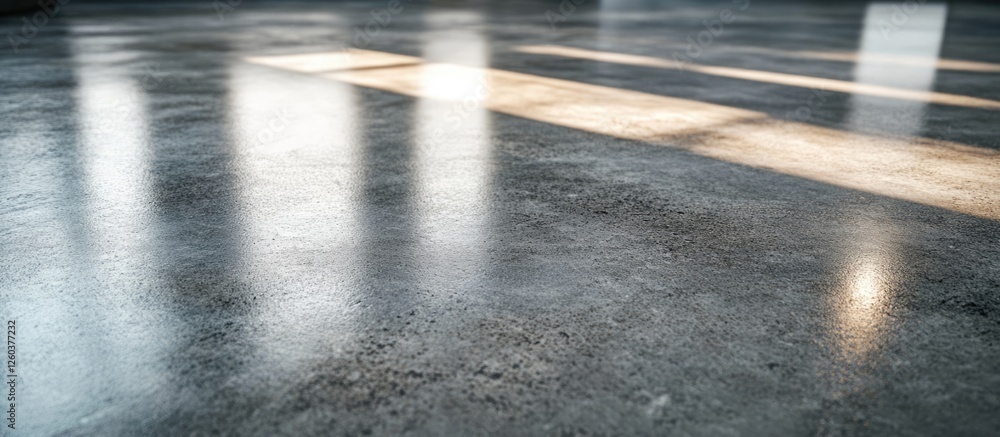Poster polished gray concrete floor textures and patterns with light reflections creating a modern and indu