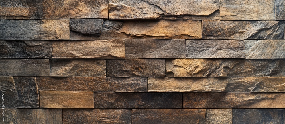 Poster textured stone wall surface with earthy tones creating a natural background pattern for design and d